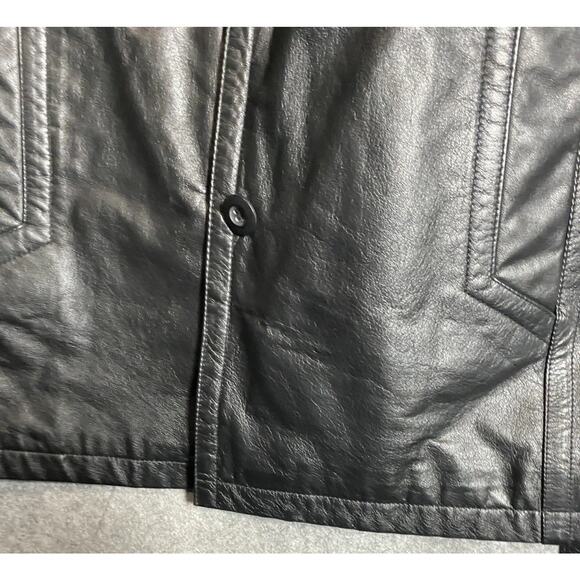 Vintage Wilson Leather Trench Coat Womens XL Black Thinsulate Ultra Insulation - Picture 8 of 15